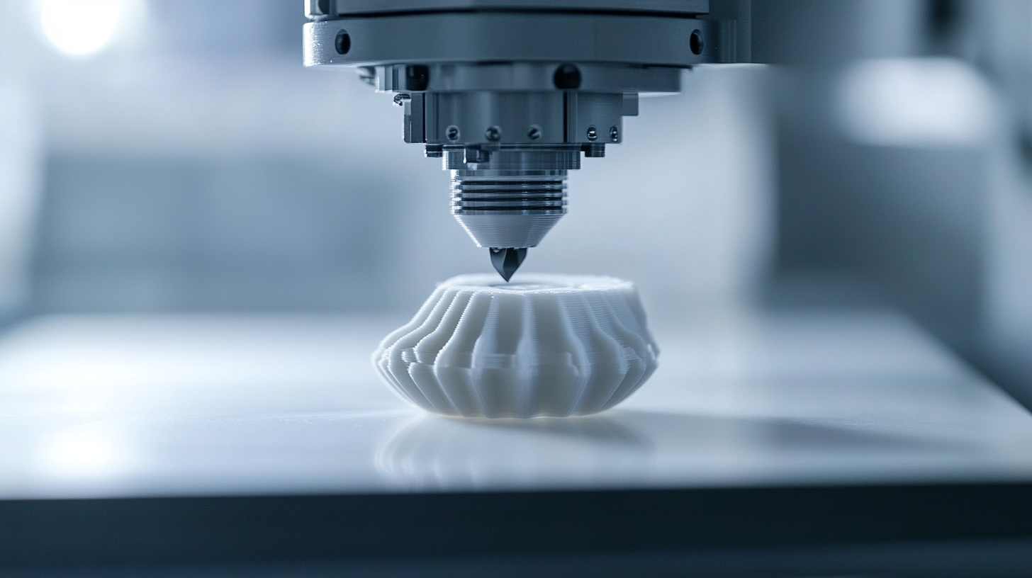 3D printer nozzle printing a small object with clean layer lines